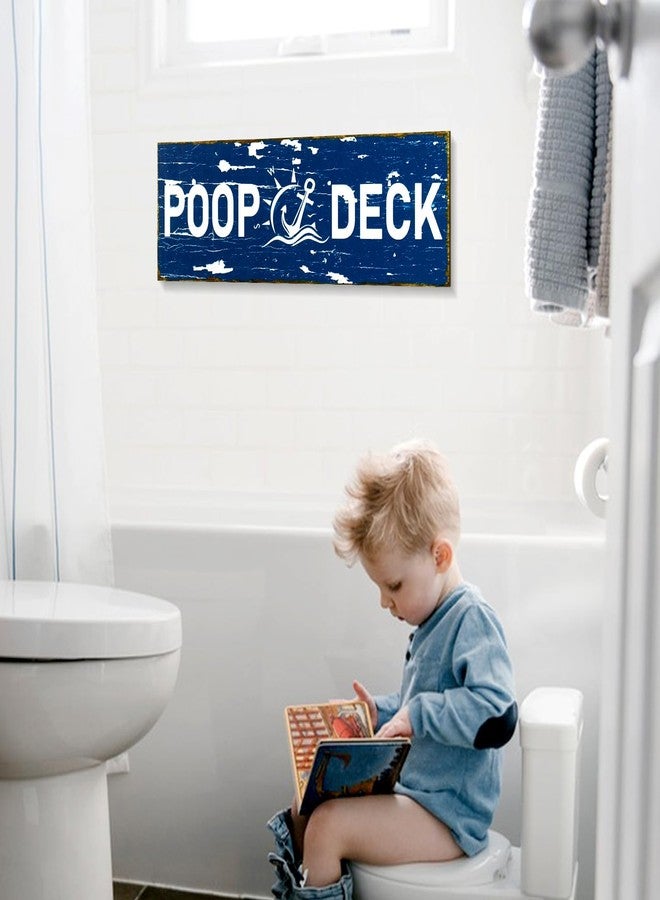 Bnesi Nautical Decor Poop Deck Sign Wall Art Rustic Wood Bathroom Wall Decor Coastal Beach Themed Room Decor Funny Gifts (style 1) - Image 4